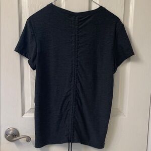 Dark Gray Adjustable Ruched Back Women's Active Workout Top